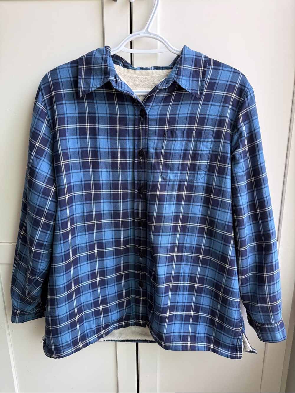L.L.Bean Women’s Oversized Fleece Lined Plaid Flannel Shacket Size Small